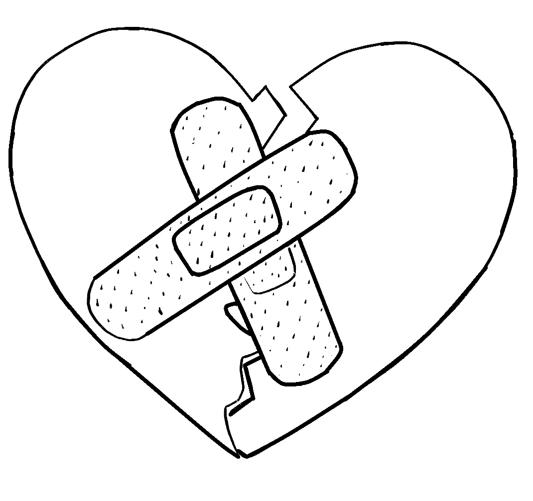 Desenhos de Coração Partido Com Fita Pessoal para colorir