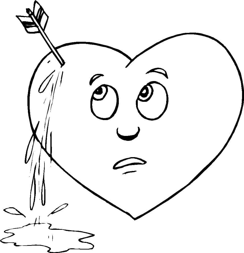 Desenhos de Coração Partido De Desenho Animado Com Flecha para colorir