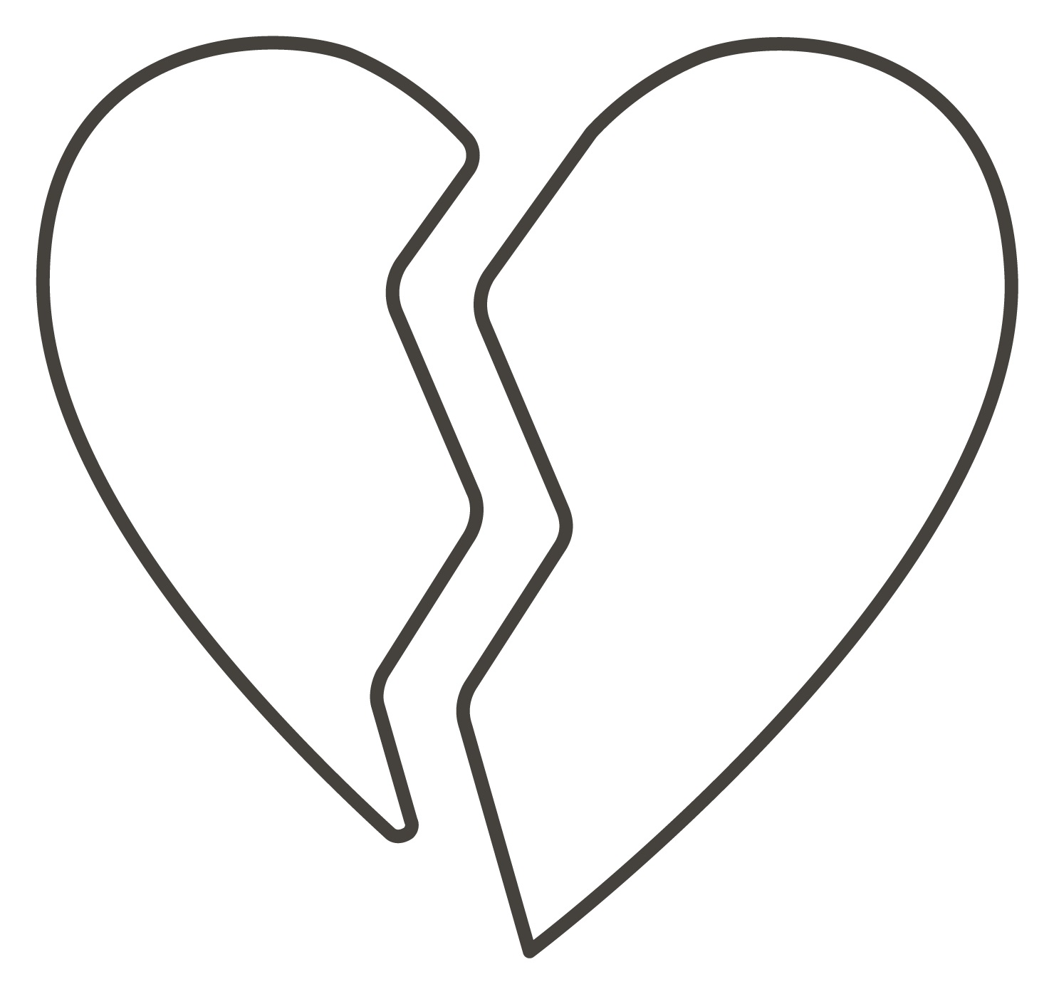 Desenhos de Coração Partido Simples para colorir