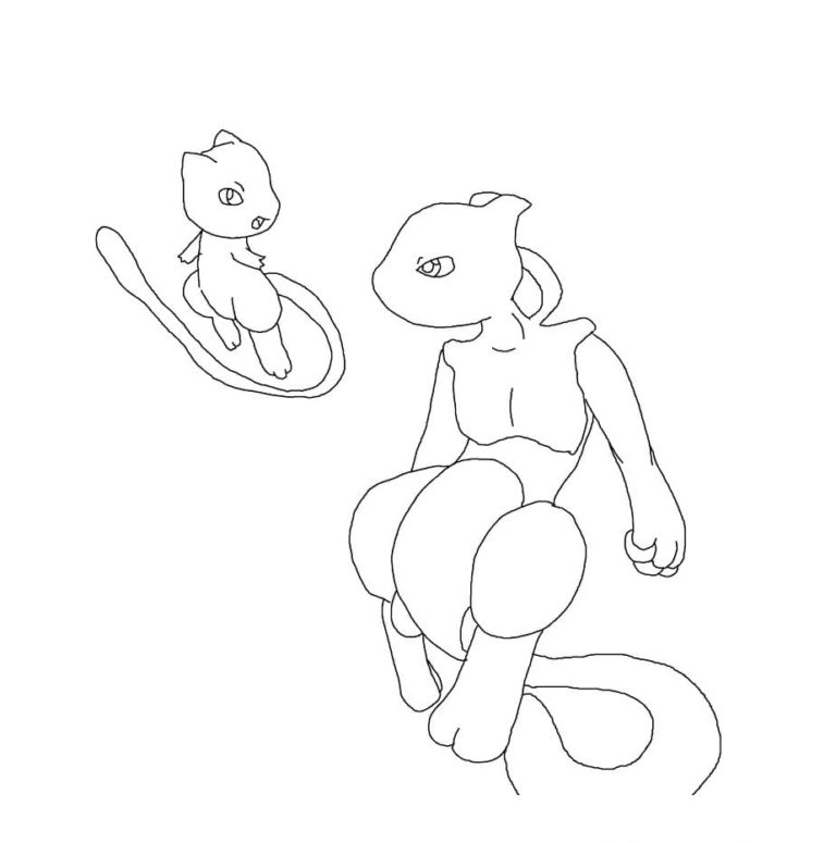 Desenhos de Doce Mewtwo e Mew para colorir