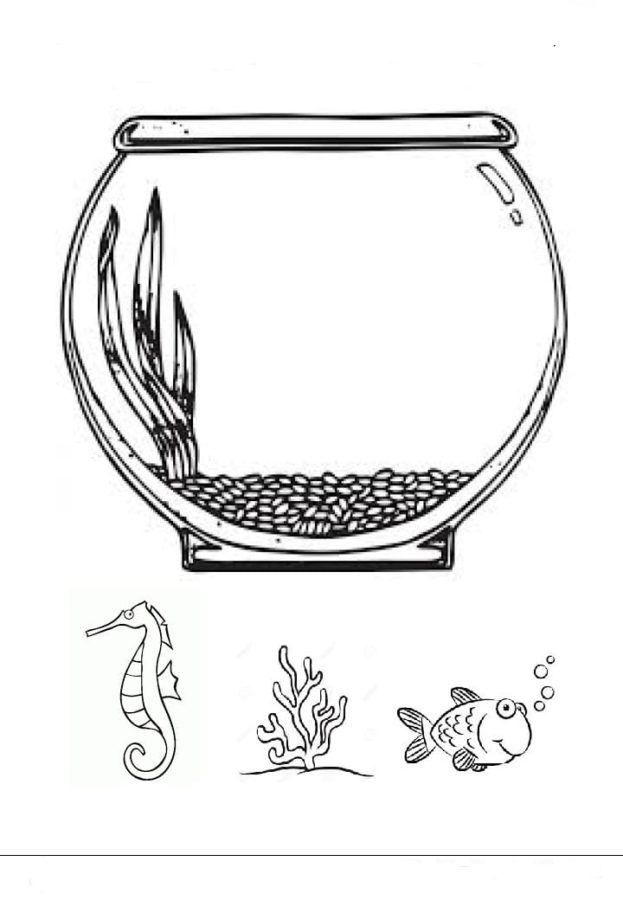 Desenhos de Dois Peixes Com Aquário para colorir