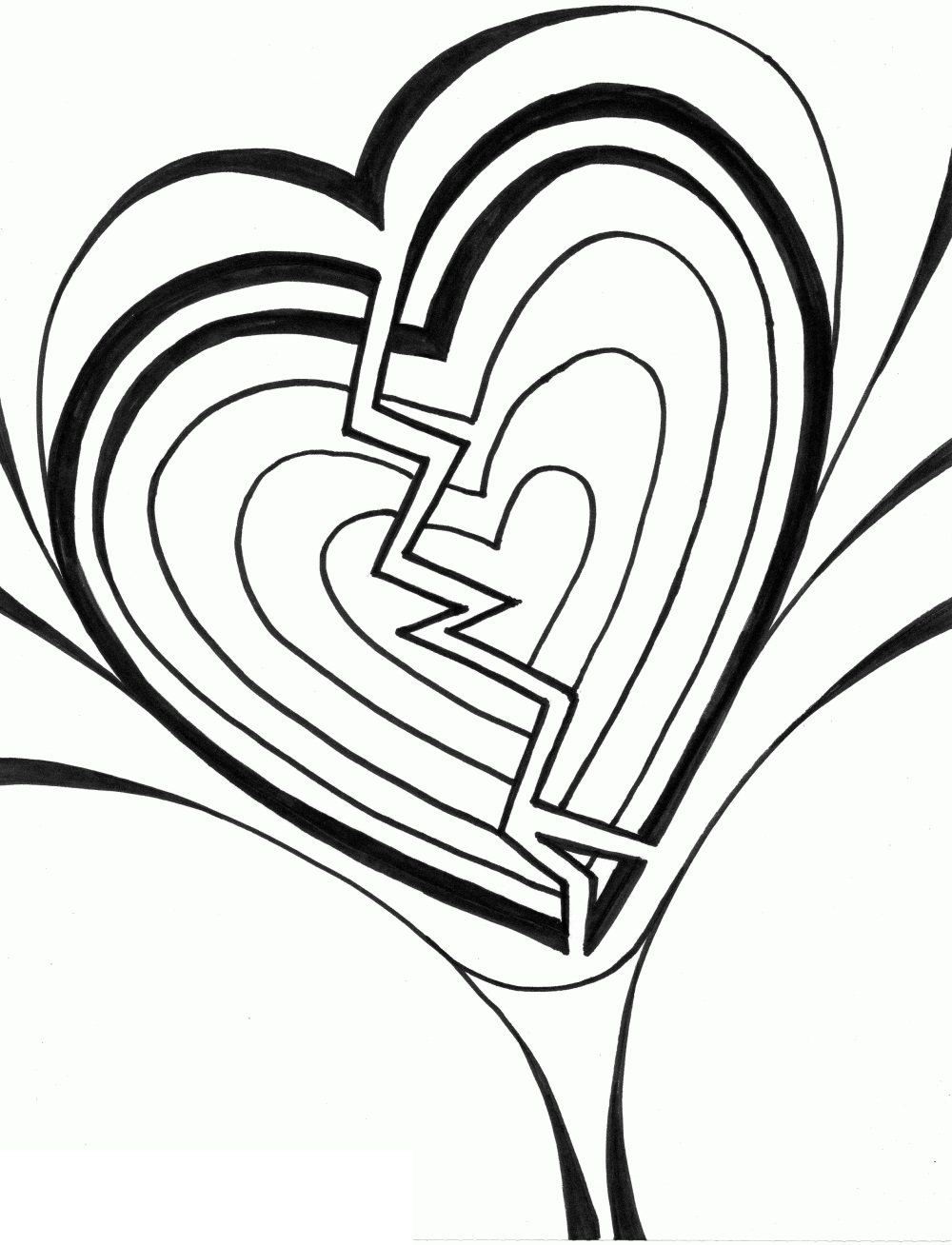 Desenhos de Download Gátis De Coração Partido para colorir