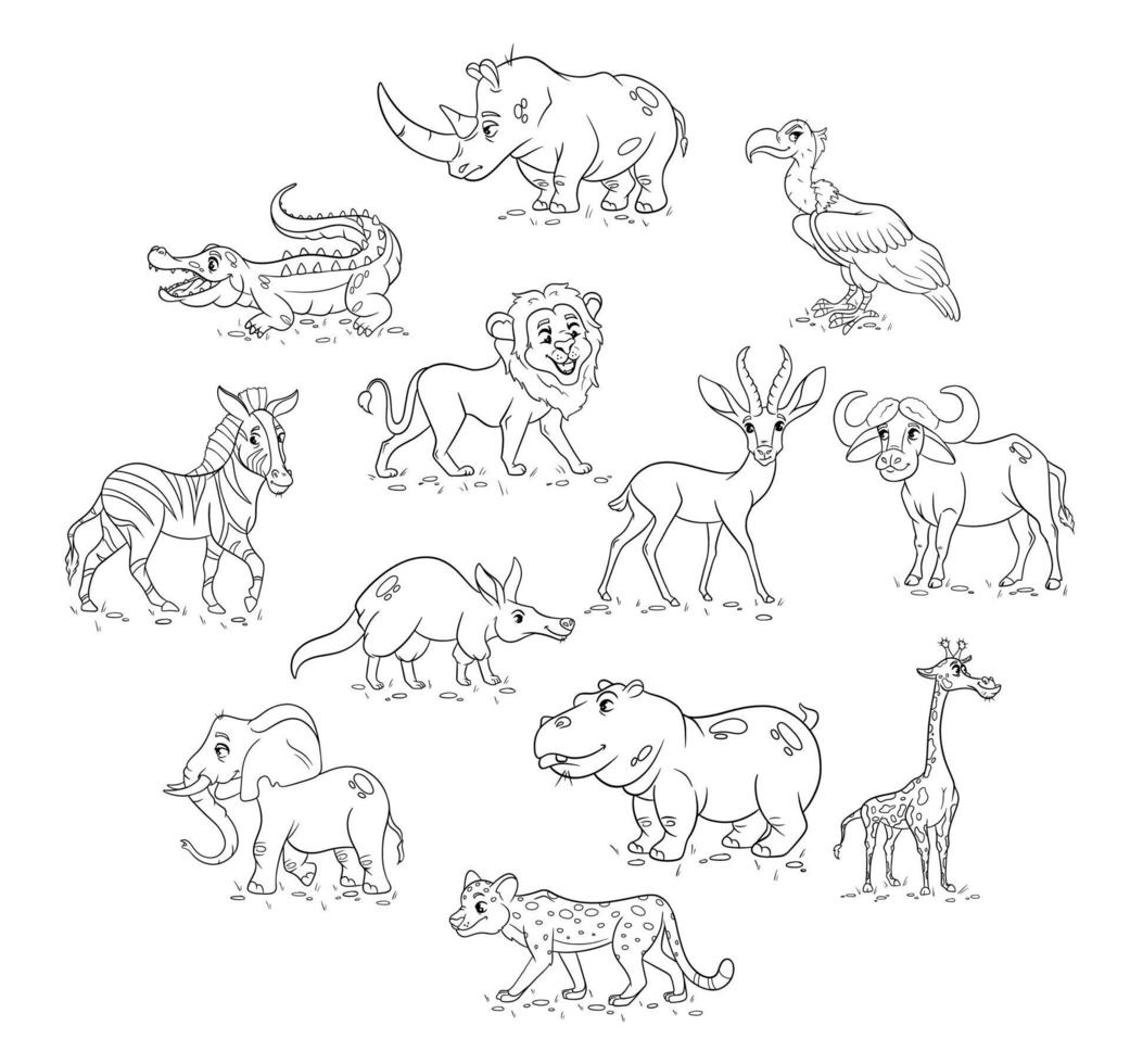 Desenhos de Grande Conjunto de Animais Africanos para colorir