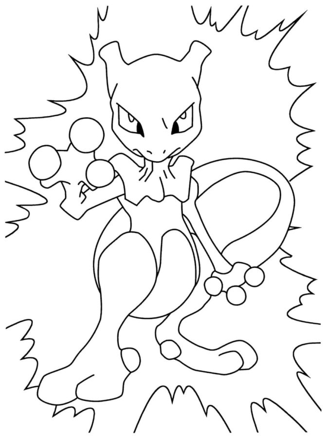 Desenhos de Mistura de Mewtwo e Canguru para colorir