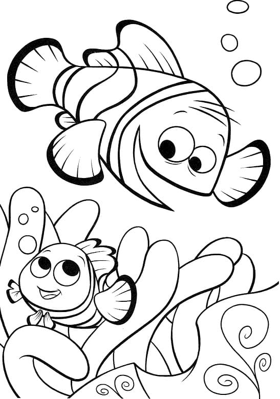 Nemo e Amigo No Aquário para colorir