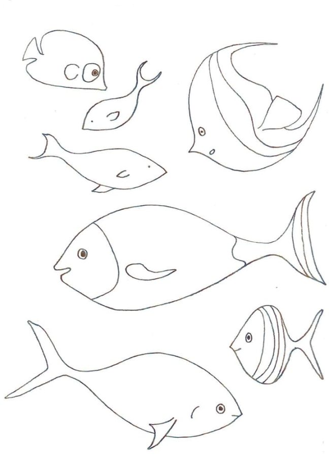 Os Peixes No Aquário para colorir
