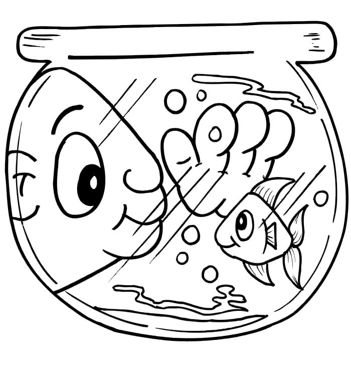 Desenhos de Peixe Engraçado no Aquário para colorir