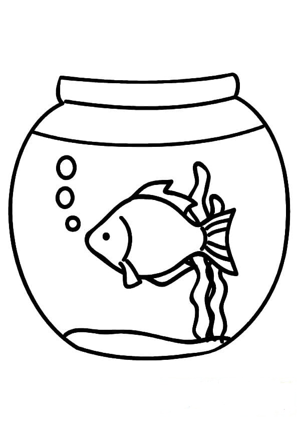 Desenhos de Peixe Fácil no Aquário para colorir
