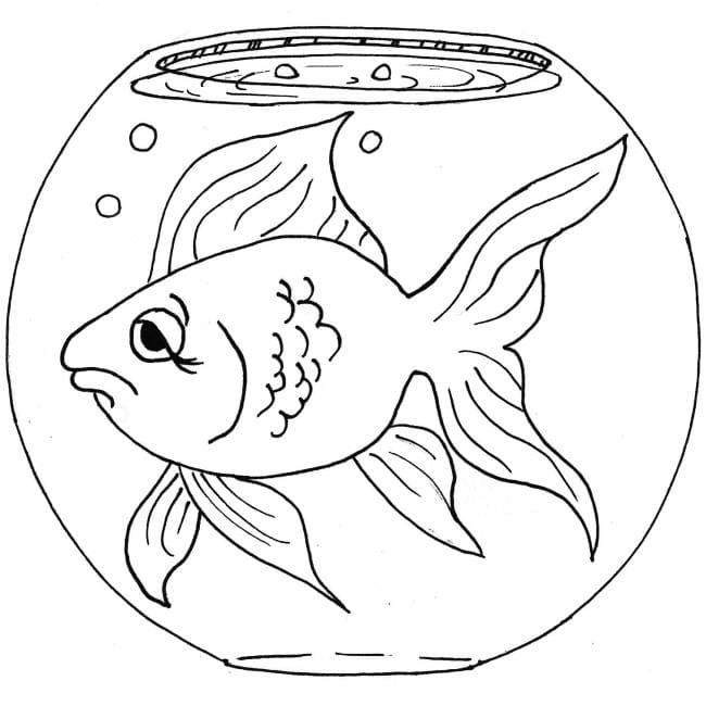 Desenhos de Peixe Triste no Aquário para colorir