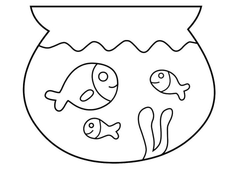 Desenhos de Peixes Fáceis em Aquário para colorir