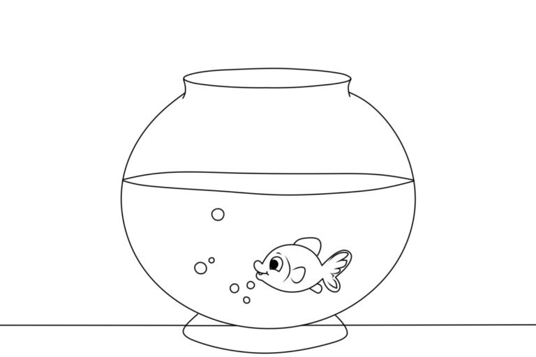 Peixes Pequenos em Um Aquário para colorir