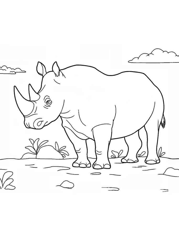Desenhos de Rinoceronte Africano Em Pé para colorir