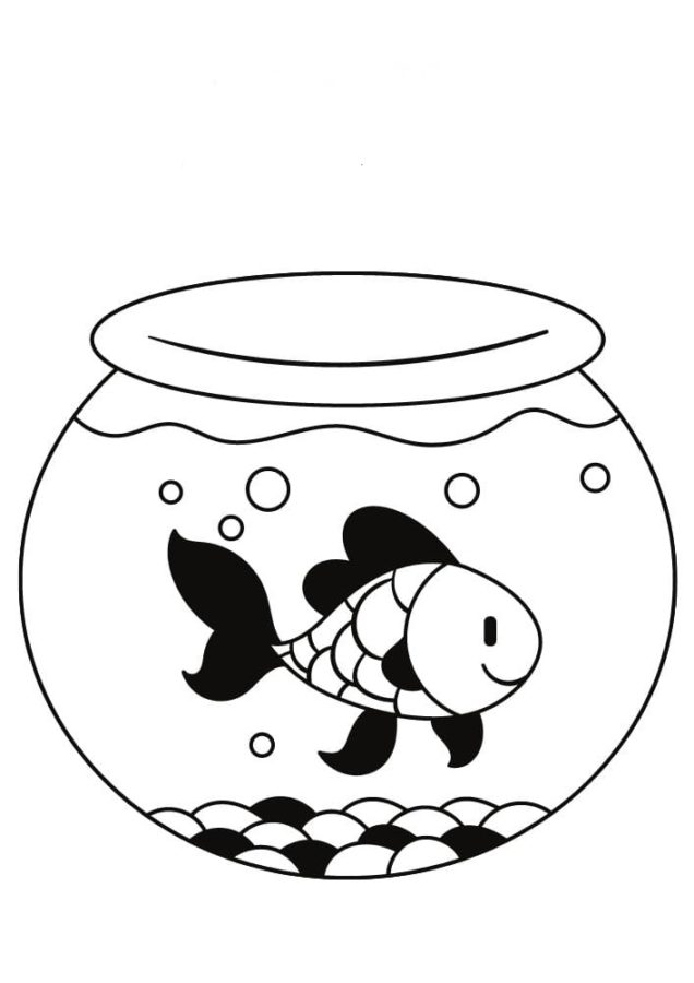 Desenhos de Um Peixe Escamoso No Aquário para colorir