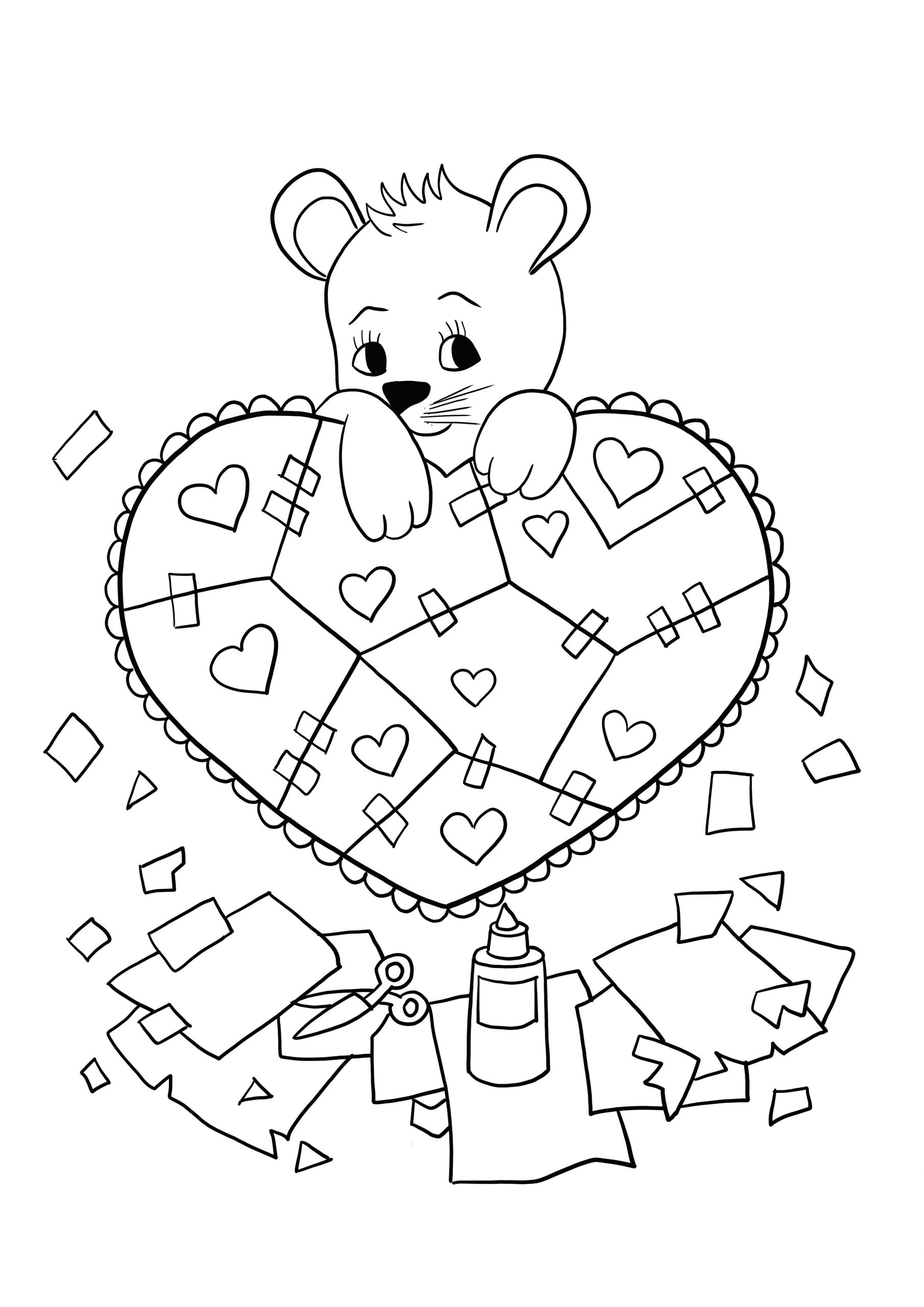 Desenhos de Ursinho De Pelúcia Com Coração Partido para colorir