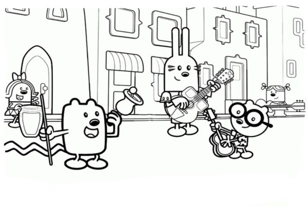 Friends Play Musical Instruments para colorir