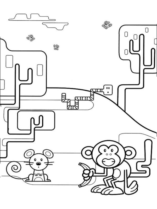 Monkey And mouse para colorir