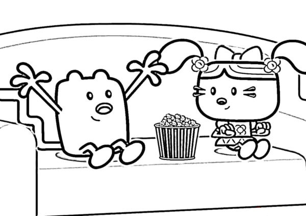 Desenhos de Wubbzy And Daizy Watch a Cartoon And Eat Popcorn para colorir