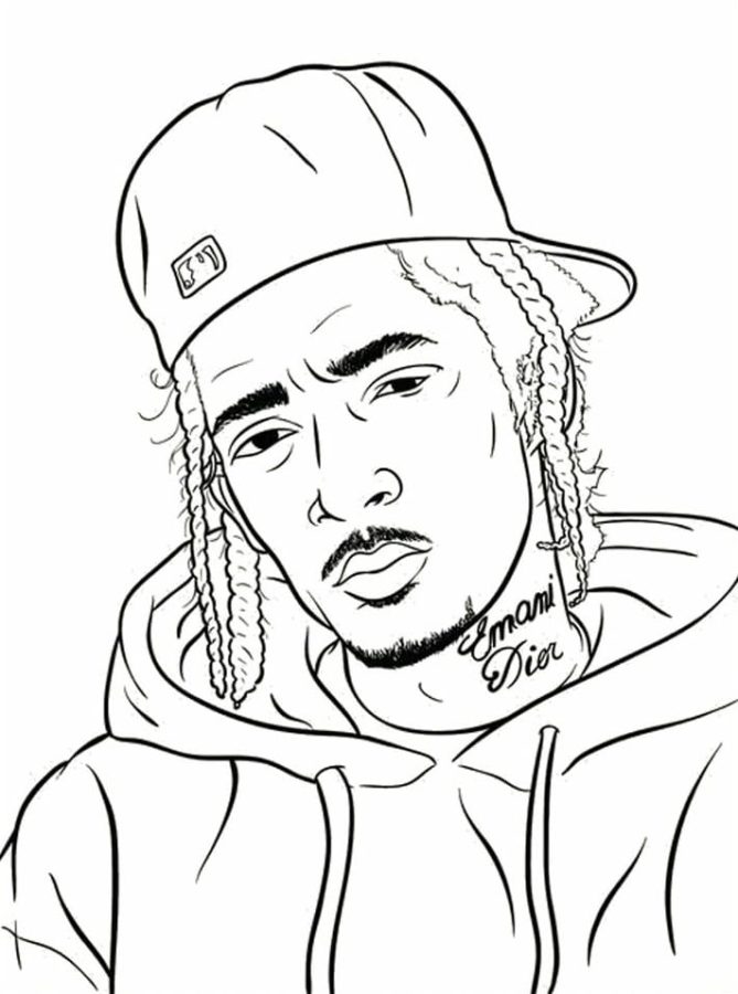 Desenhos de Artista de Rap Legal Com Tranças para colorir