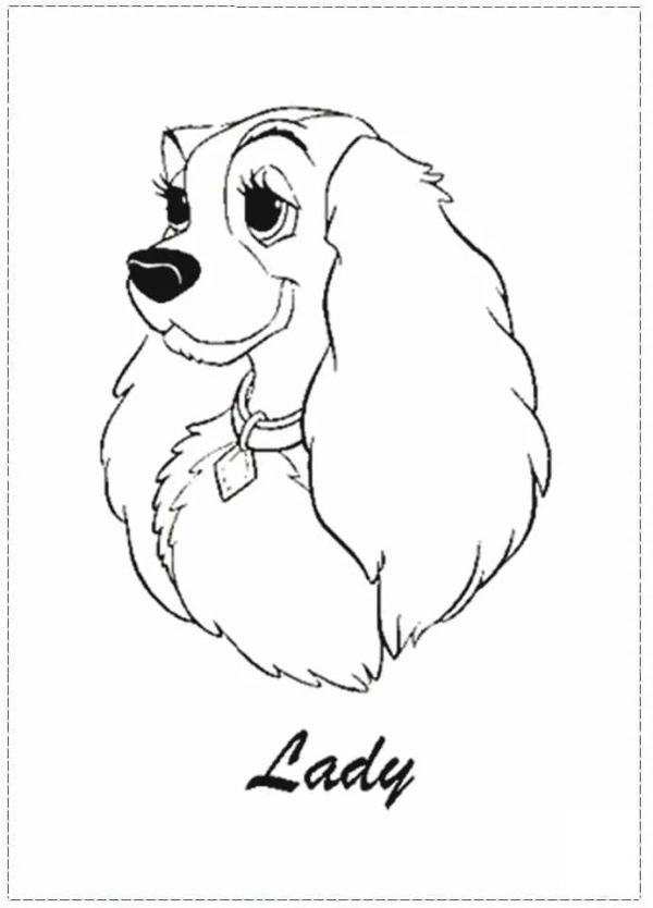 Desenhos de Cachorro Romântico Chamado Senhora para colorir