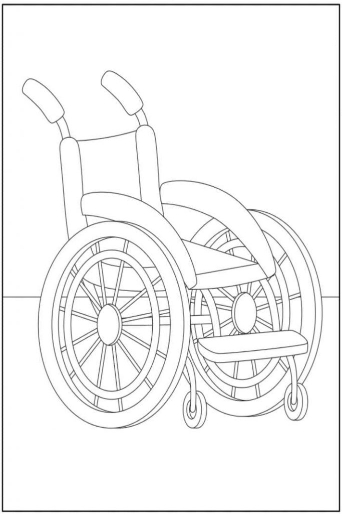 Desenhos de Cadeira de Rodas Inclusiva Gratuita para colorir
