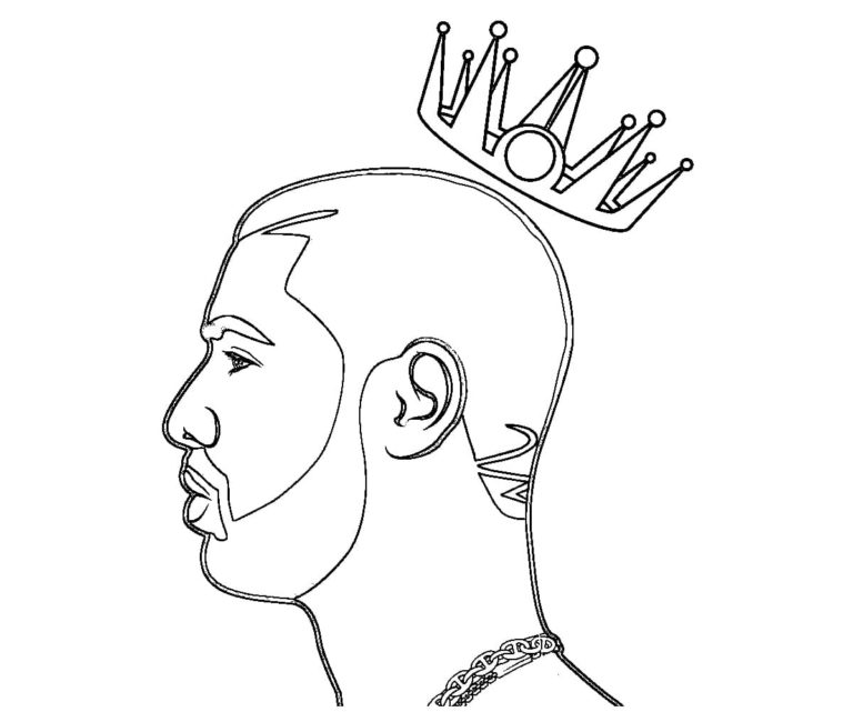 Desenhos de Cantor de rap Drake Com Coroa para colorir