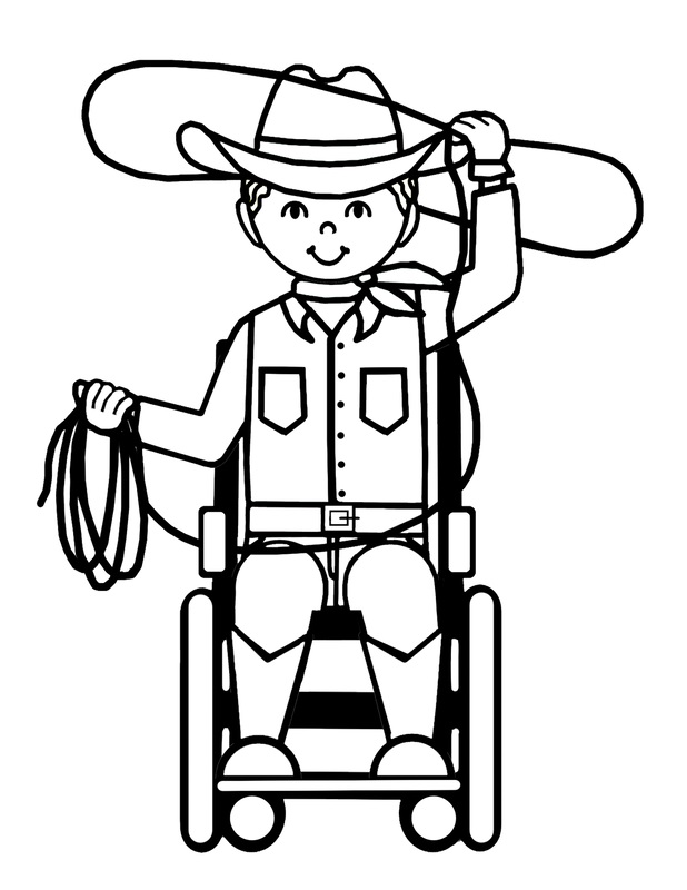 Cowboy Sentado em Cadeira de Rodas para colorir