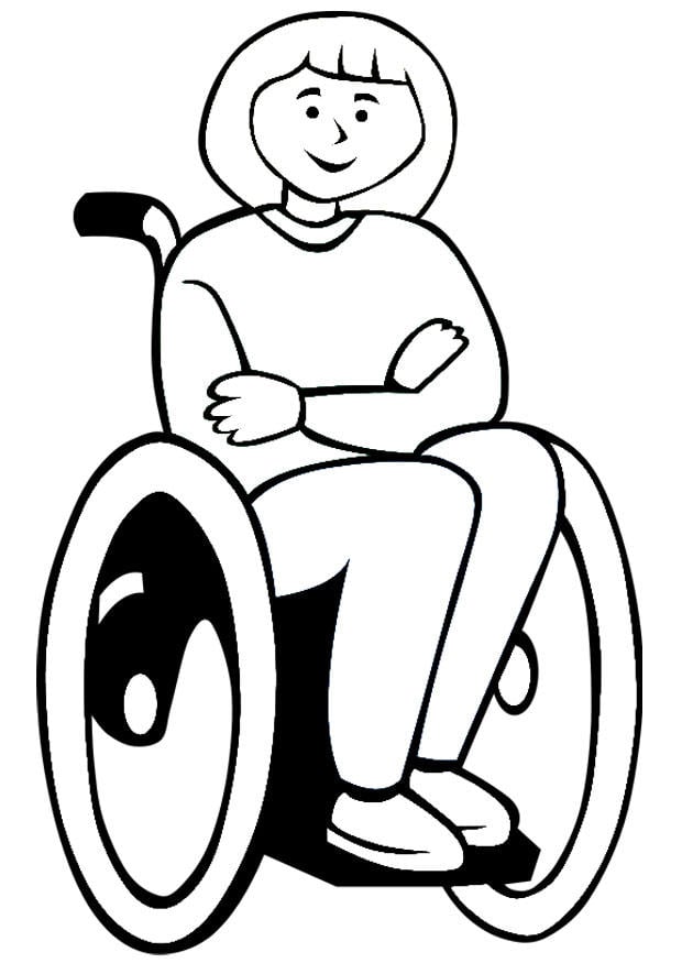 Desenhando Uma Garota em Uma Cadeira de Rodas para colorir