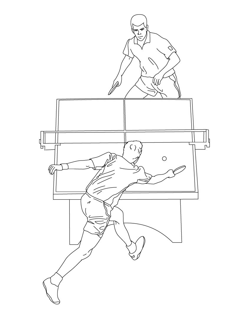 Desenhos de Dois Homens Com Tênis de Mesa para colorir