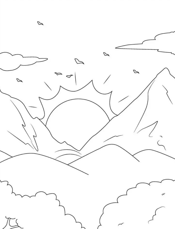 Desenhos de Download Grátis do Nascer do Sol para colorir