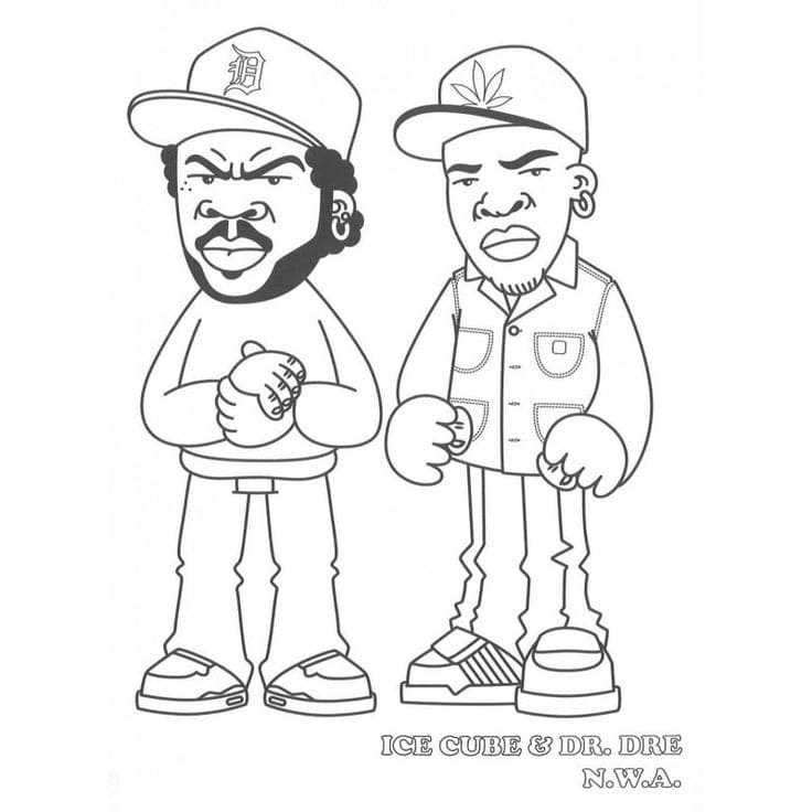 Dr. Dre e Cubo de Gelo para colorir