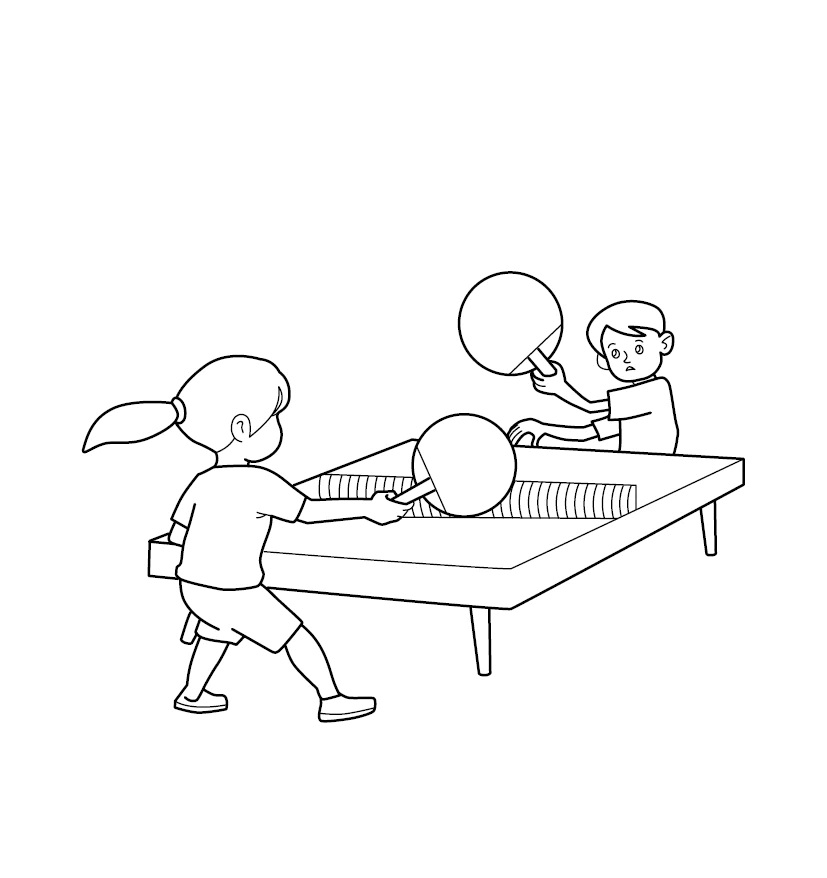 Desenhos de Duas Crianças Com Tênis de Mesa para colorir