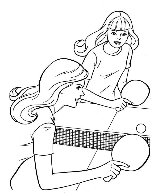 Duas Garotas Com Tênis de Mesa para colorir
