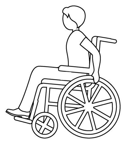 Desenhos de Emoji de Pessoa em Cadeira de Rodas Manual para colorir