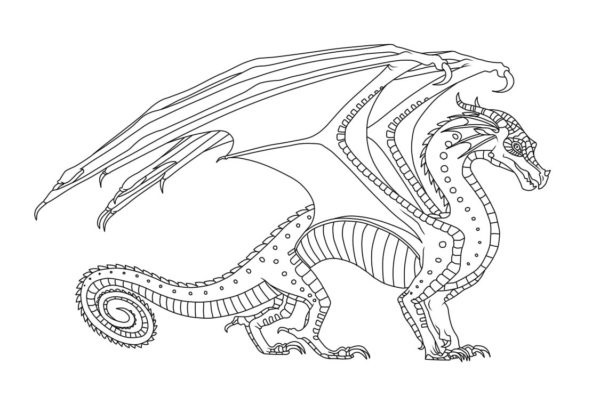 Desenhos de Impressionante Dragão com Asas de Fogo para colorir