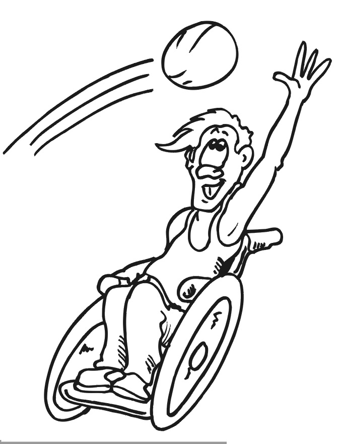 Desenhos de Jogador de Basquete em Cadeira de Rodas para colorir