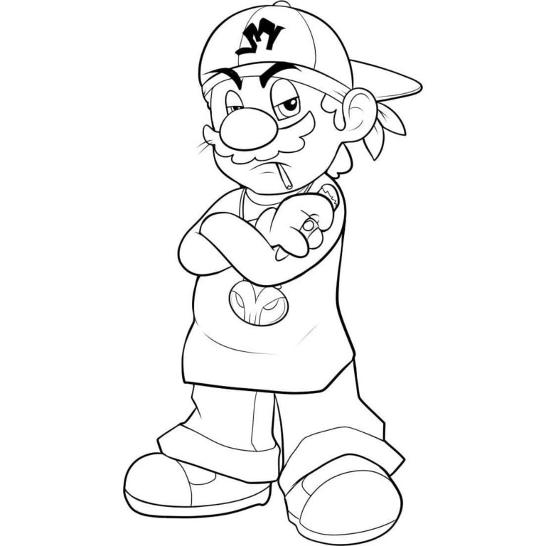 Mario é um Rapper De Rua para colorir