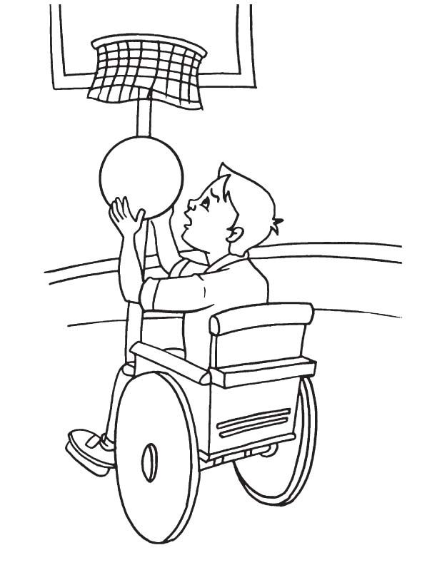Desenhos de Menino Sentado em uma Cadeira de Rodas para colorir