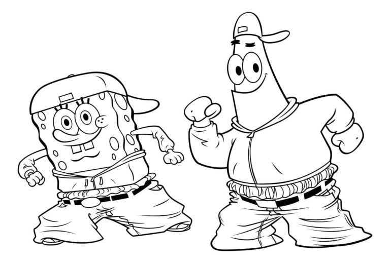 Desenhos de Patrick e Bob Esponja se Tornaram Rappers Legais para colorir