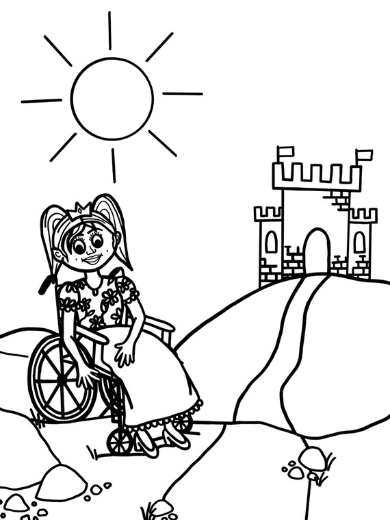 Desenhos de Princesa em Cadeira de Rodas para colorir