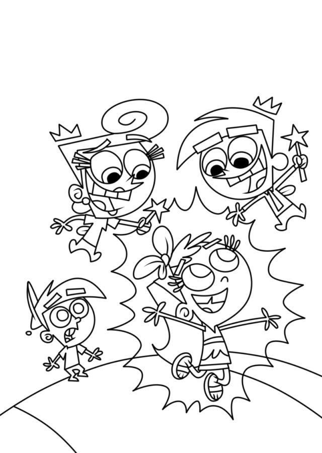 Desenhos de Quatro Personagens em Pais Bastante Estranhos para colorir