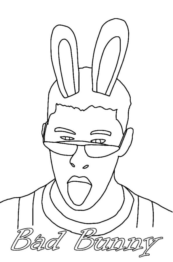 Rapper Bad Bunny Com Orelhas de Coelho para colorir