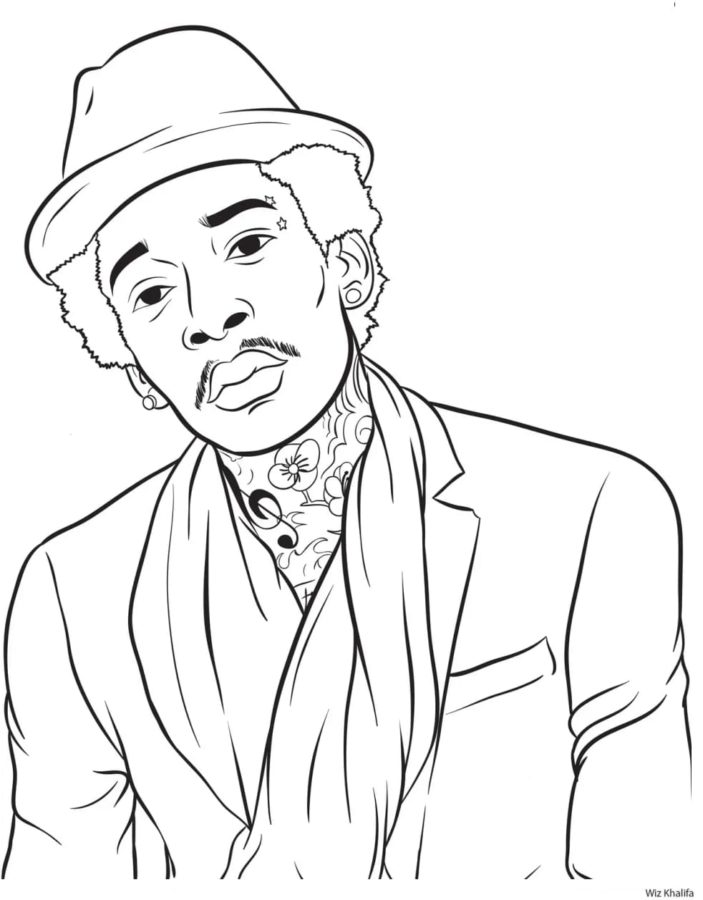 Rapper Tatuado Wiz Khalifa para colorir