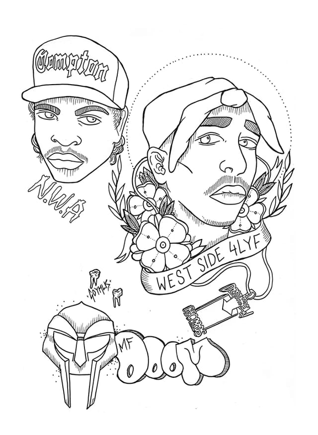 Desenhos de Rappers do Lado Oeste para colorir