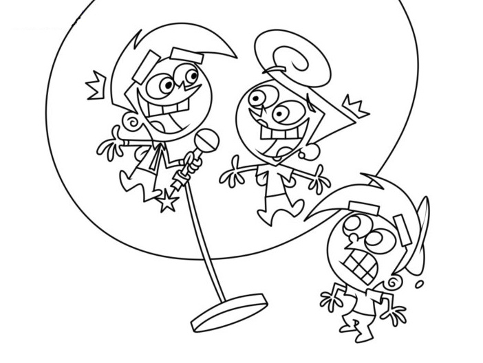 Três Personagens Engraçados em Pais Bastante Estranhos para colorir