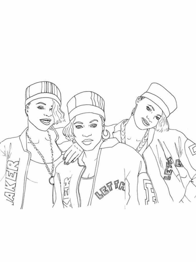 Três Rappers Femininas para colorir