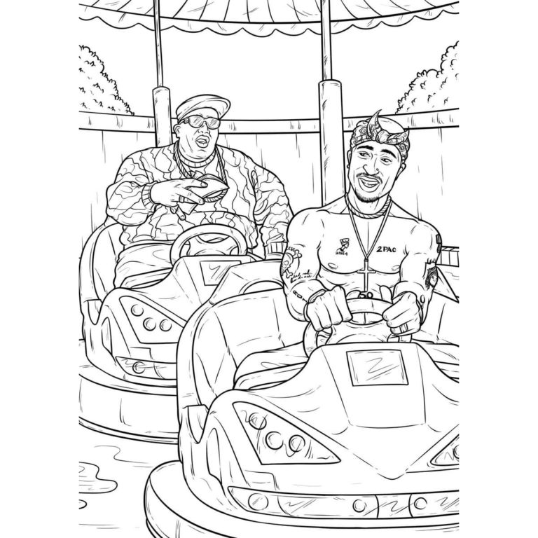 Desenhos de Tupac e Biggie Andam na Pista de Corrida para colorir