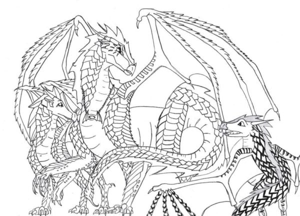 Desenhos de Uma Amigável Família De Dragões para colorir