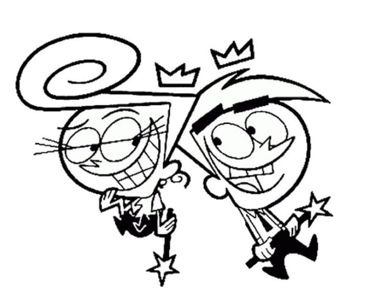 Desenhos de Wanda e Timmy Com Varinhas para colorir
