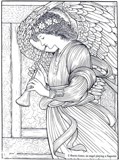 Desenhos de Anjo Que Toca Flauta para colorir