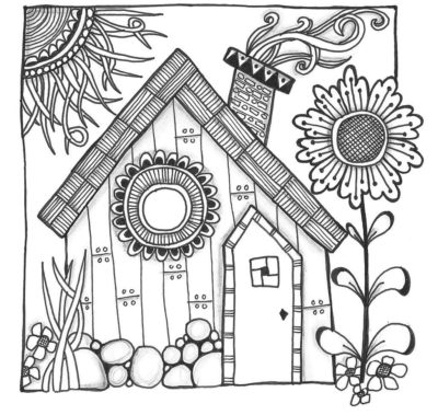 Desenhos de Casa em Pinturas Famosas para colorir